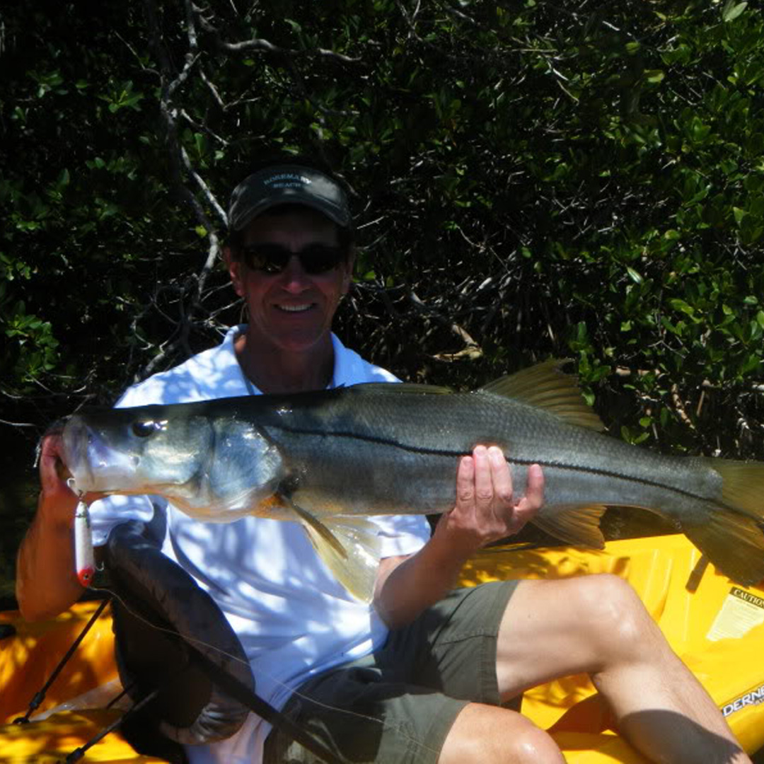 Stephen had an awesome trip, including landing this Snook.