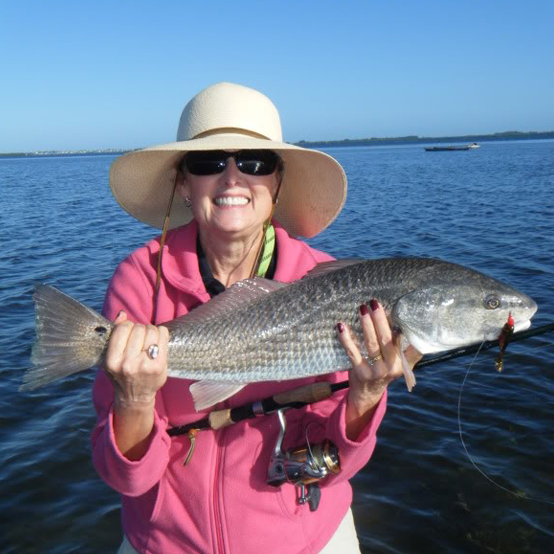 Debra was shown a great day of inshore kayak fishing, and landed this Redfish, among others. 