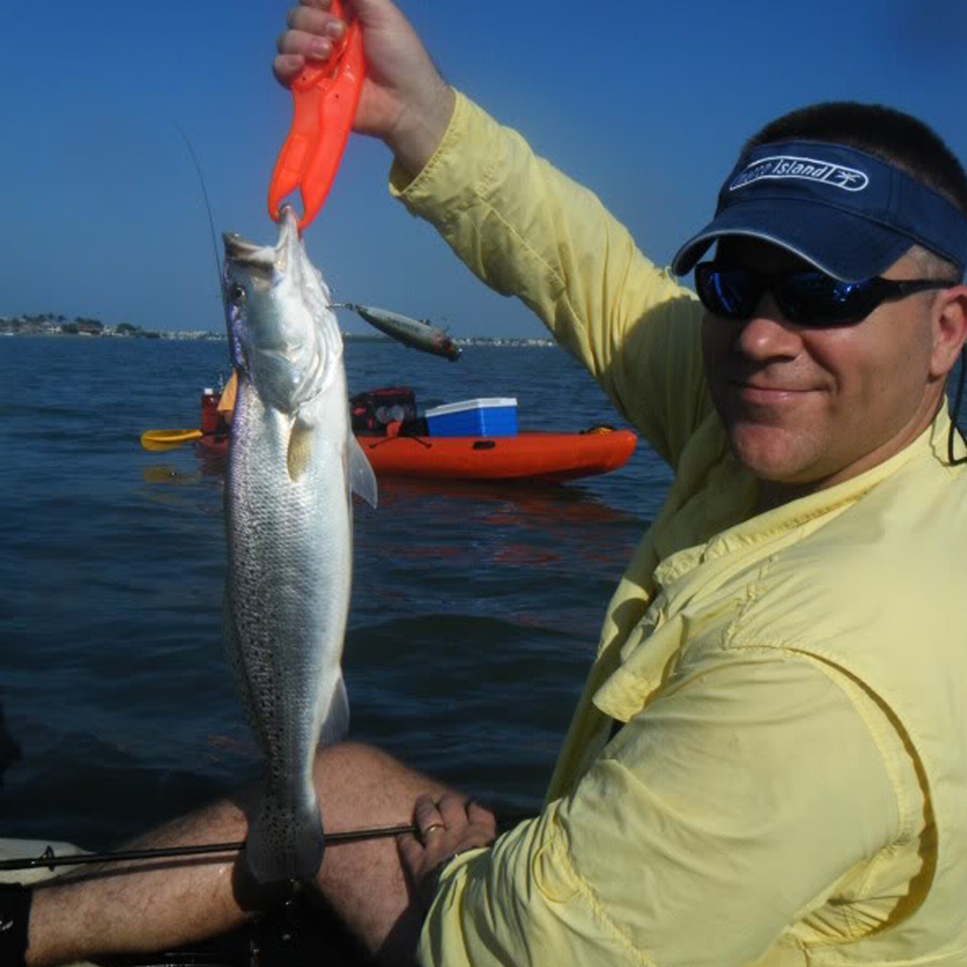 Josh landed this trout with a topwater lure on the flats. 